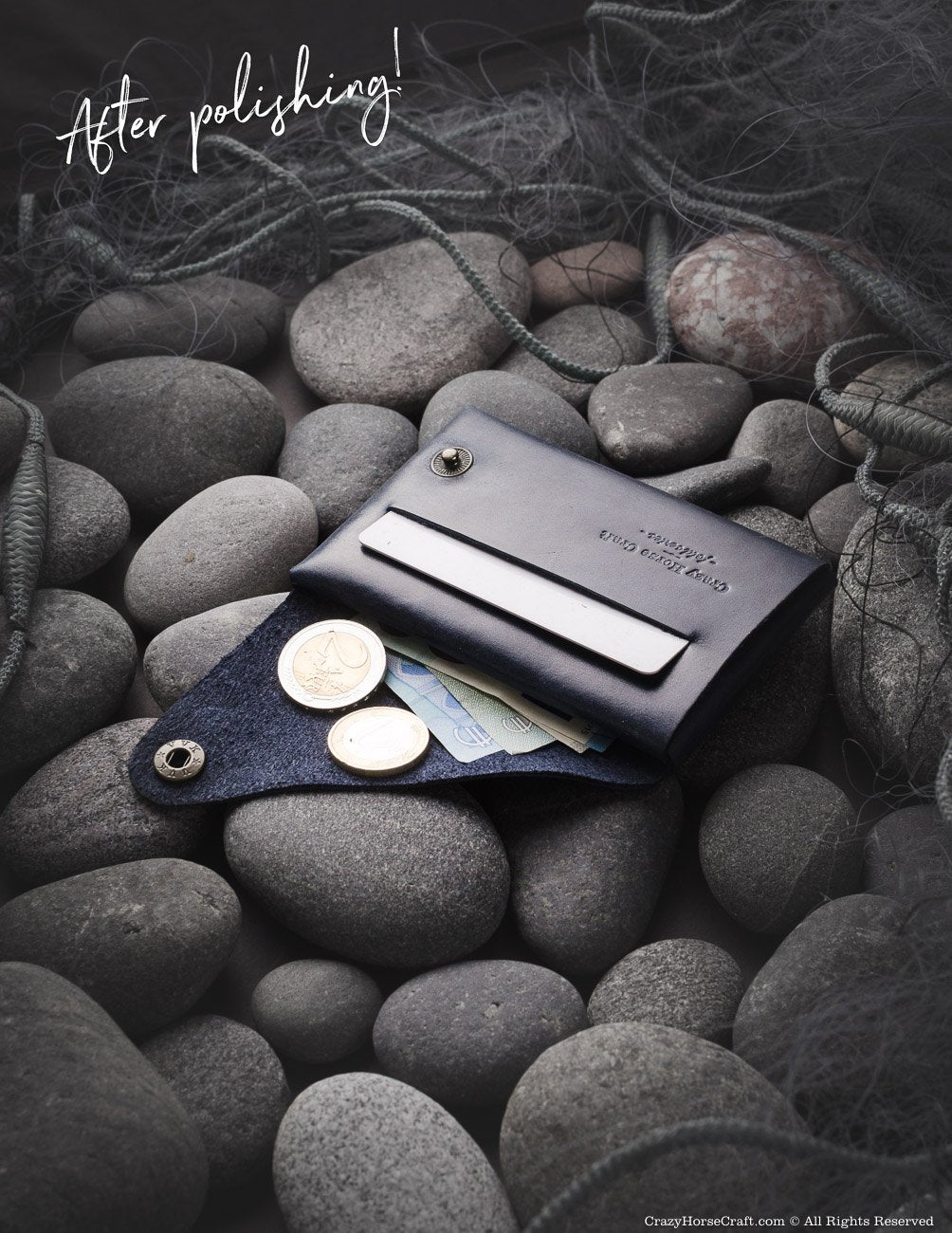 Blue nubuck card holder