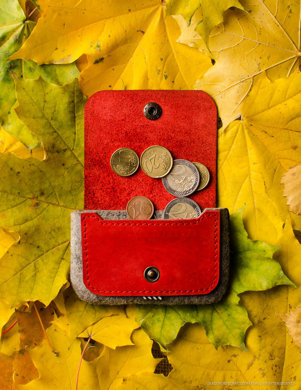 Wool Felt Cardholder & Coin Purse | Autumn Red