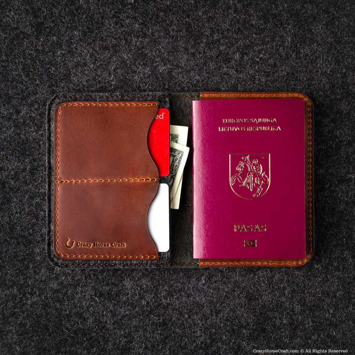 Veg-Tanned Leather AirTag Passport Wallet / Case