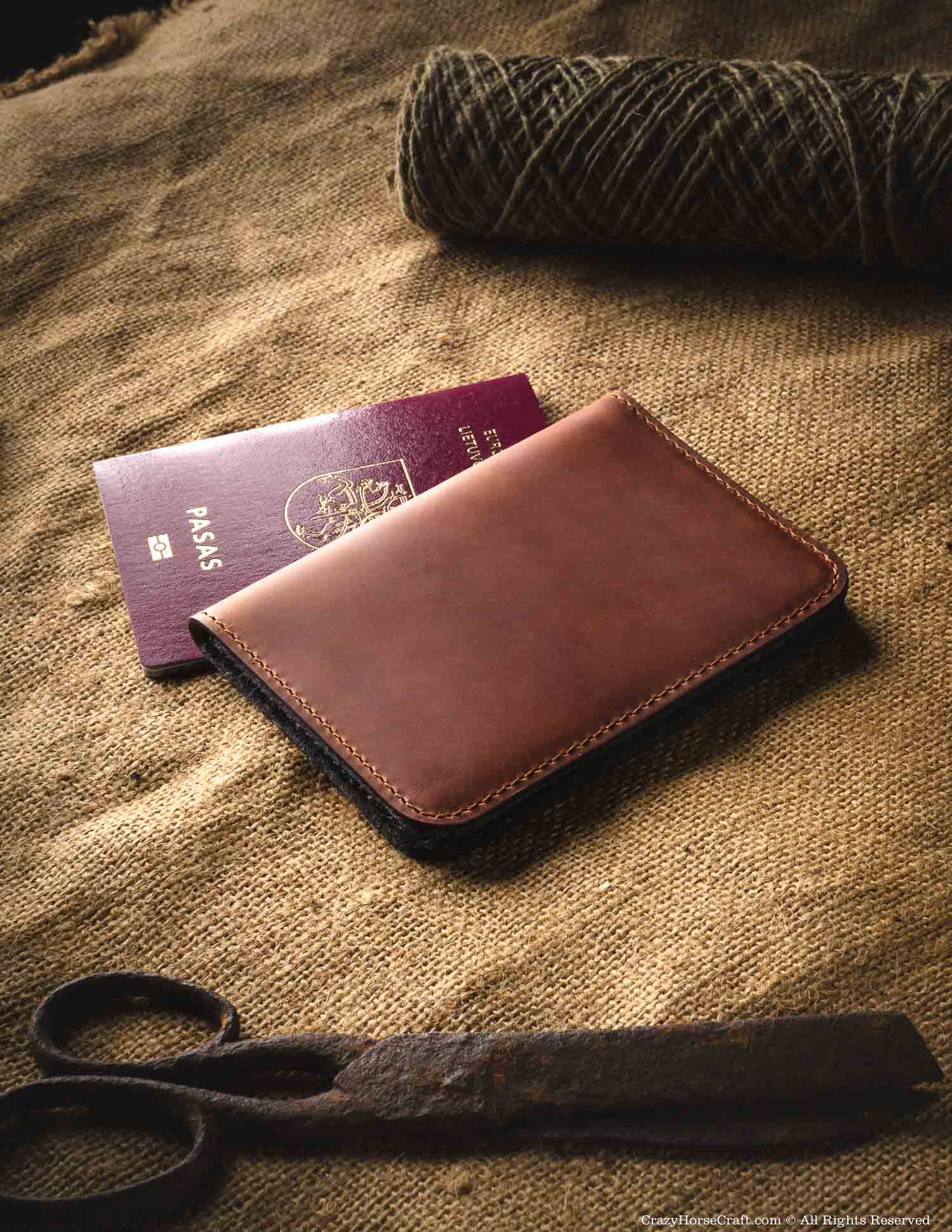 Veg-Tanned Leather Passport Wallet / Case