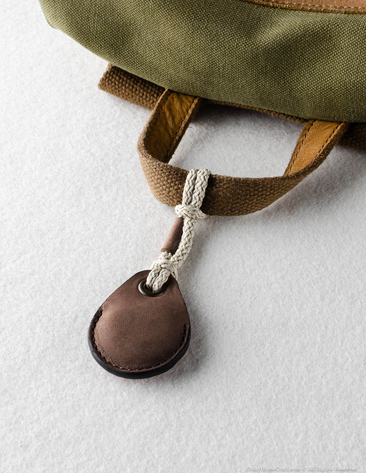 Veg-Tanned Leather AirTag Holder / Case / Key Tag | Wood Brown