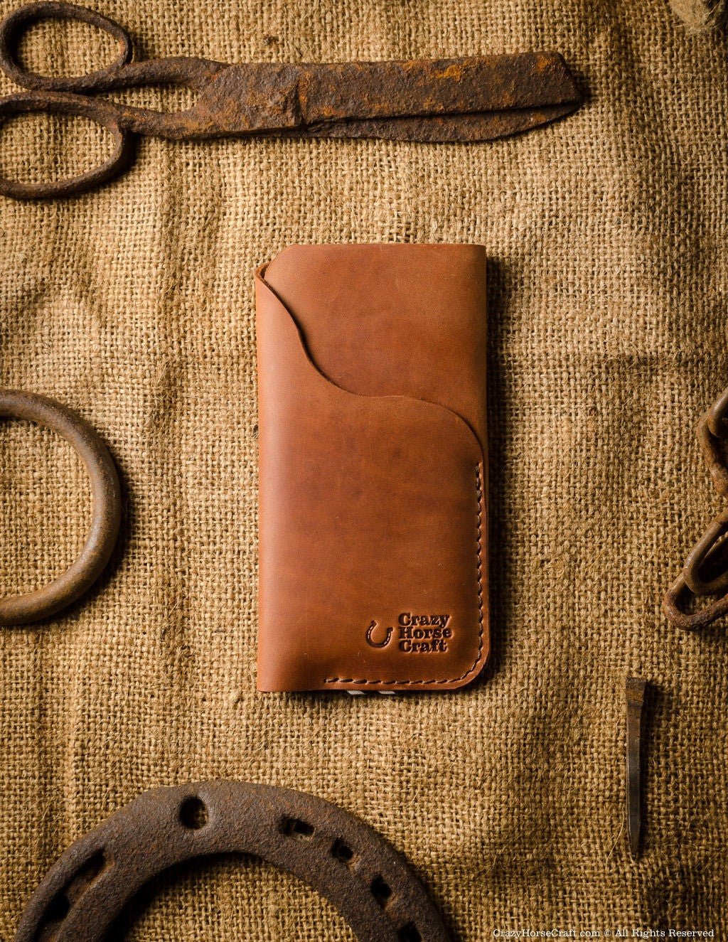 Crazy Horse Leather Men Clutch Vintage Mobile Phone Wallet Card
