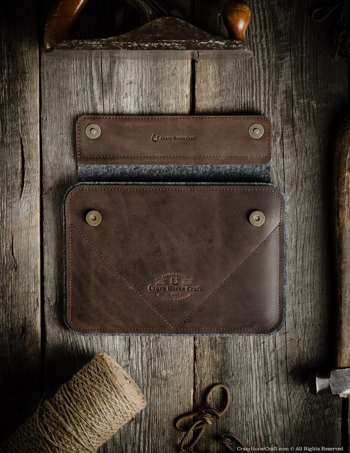 Leather iPad Pro Air Case and Stand Brown front