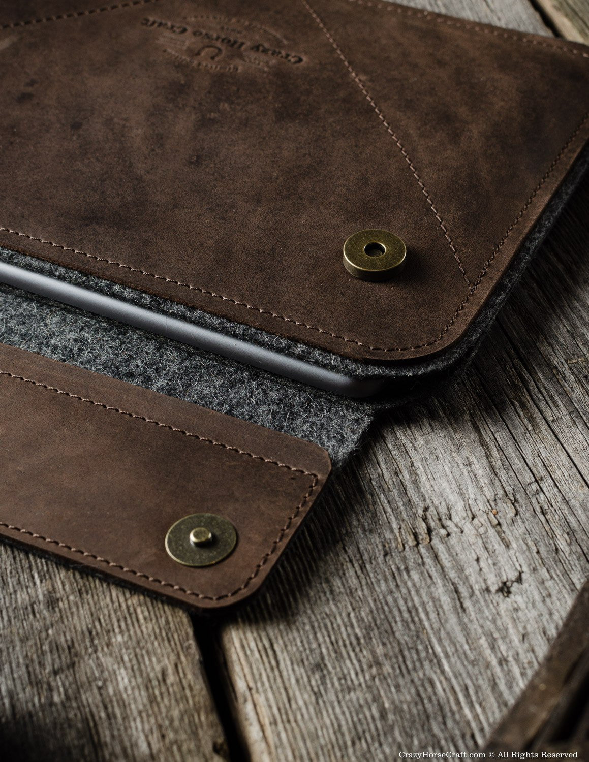 Leather iPad Pro Air Case wool felt inside