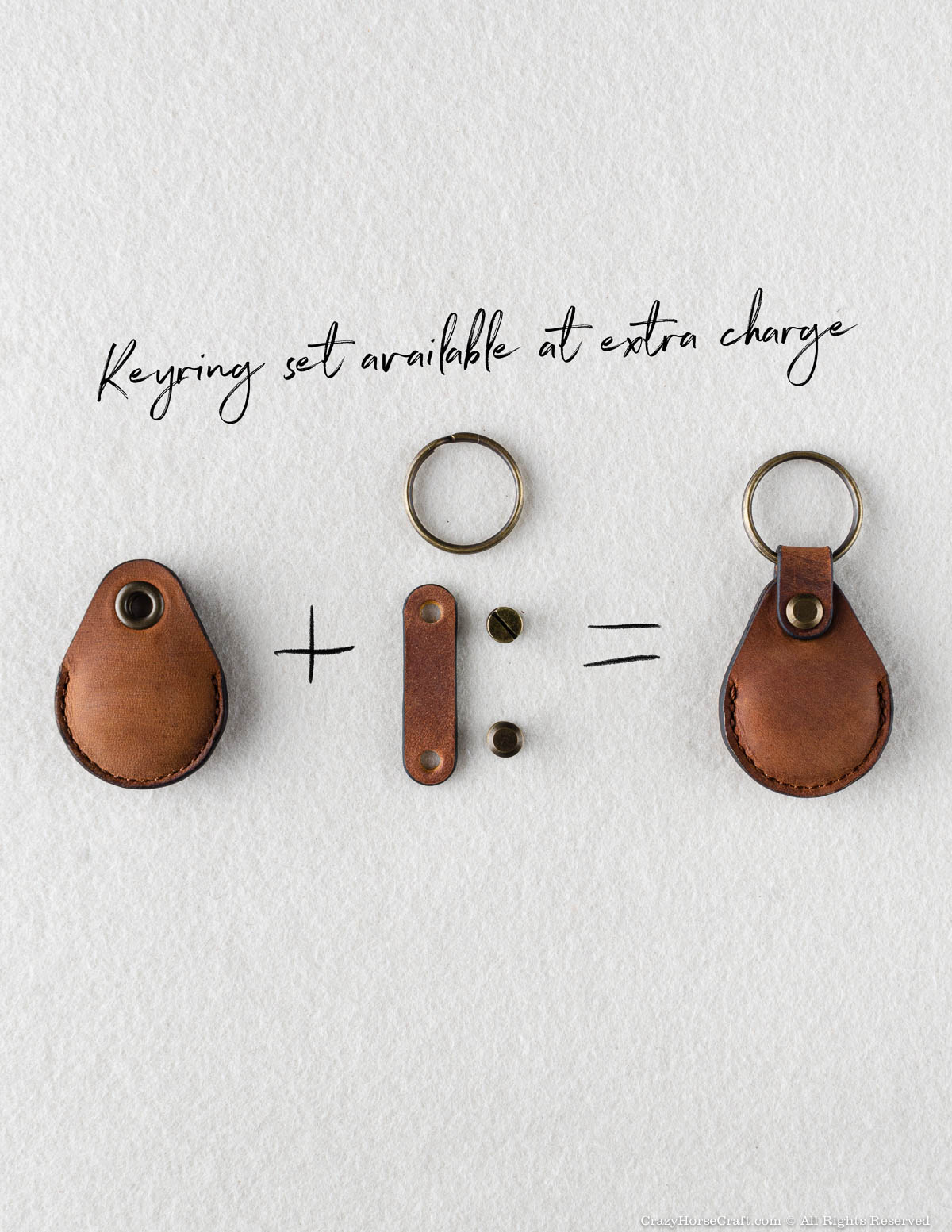 Veg-Tanned Leather AirTag Holder / Case / Key Tag | Classic Brown