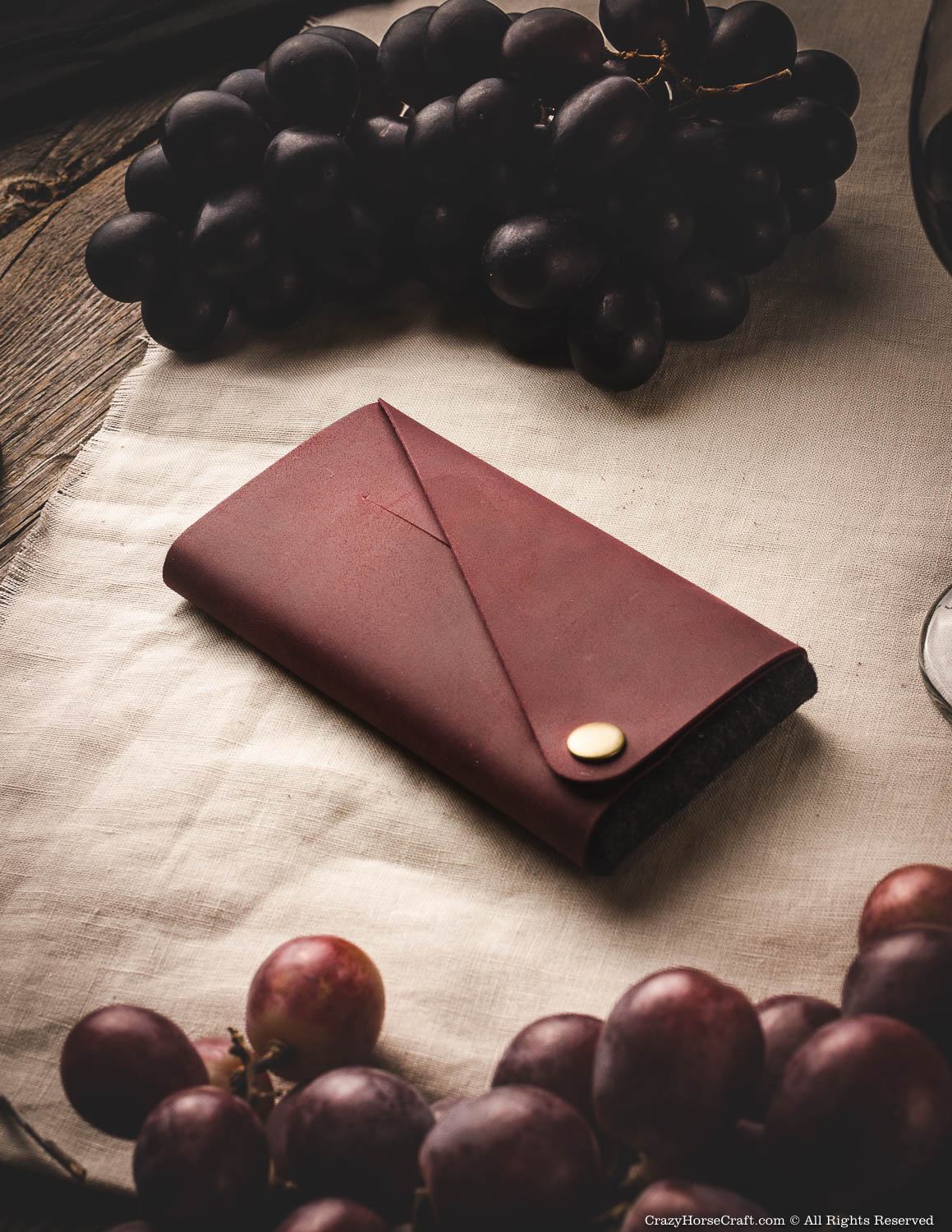 Minimalistische Leder Geldbörse / Handytasche | Marsala Wein