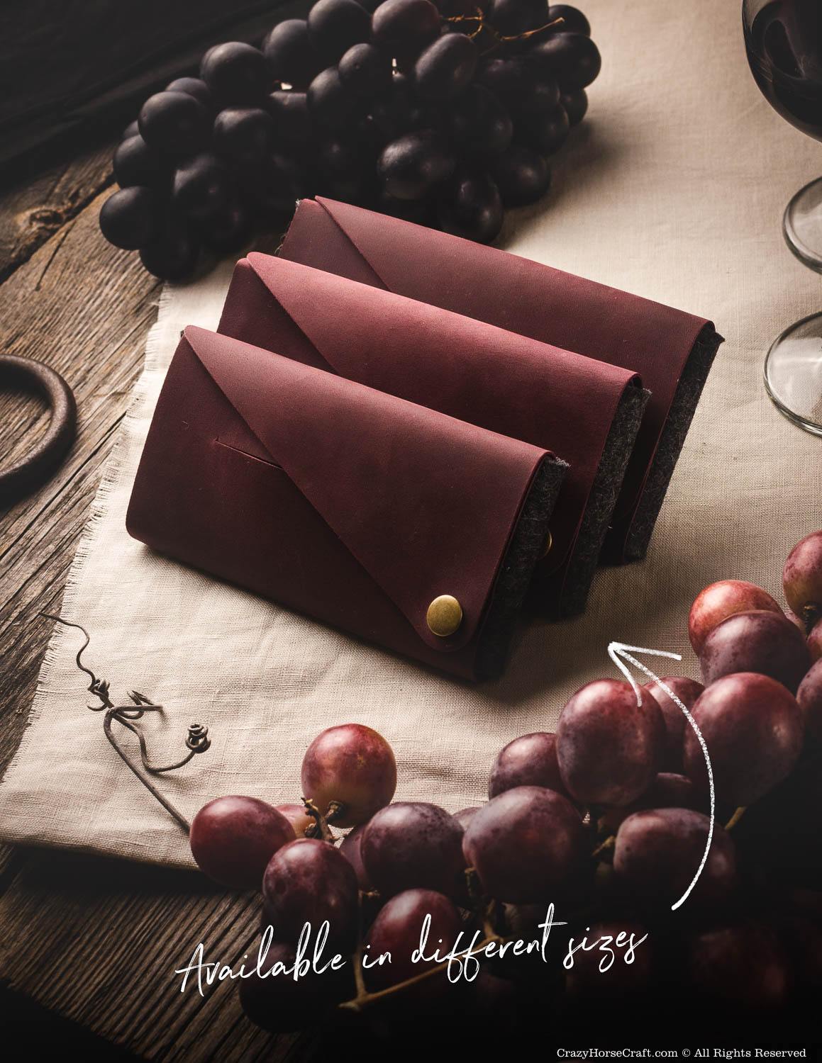 Minimalistische Leder Geldbörse / Handytasche | Marsala Wein