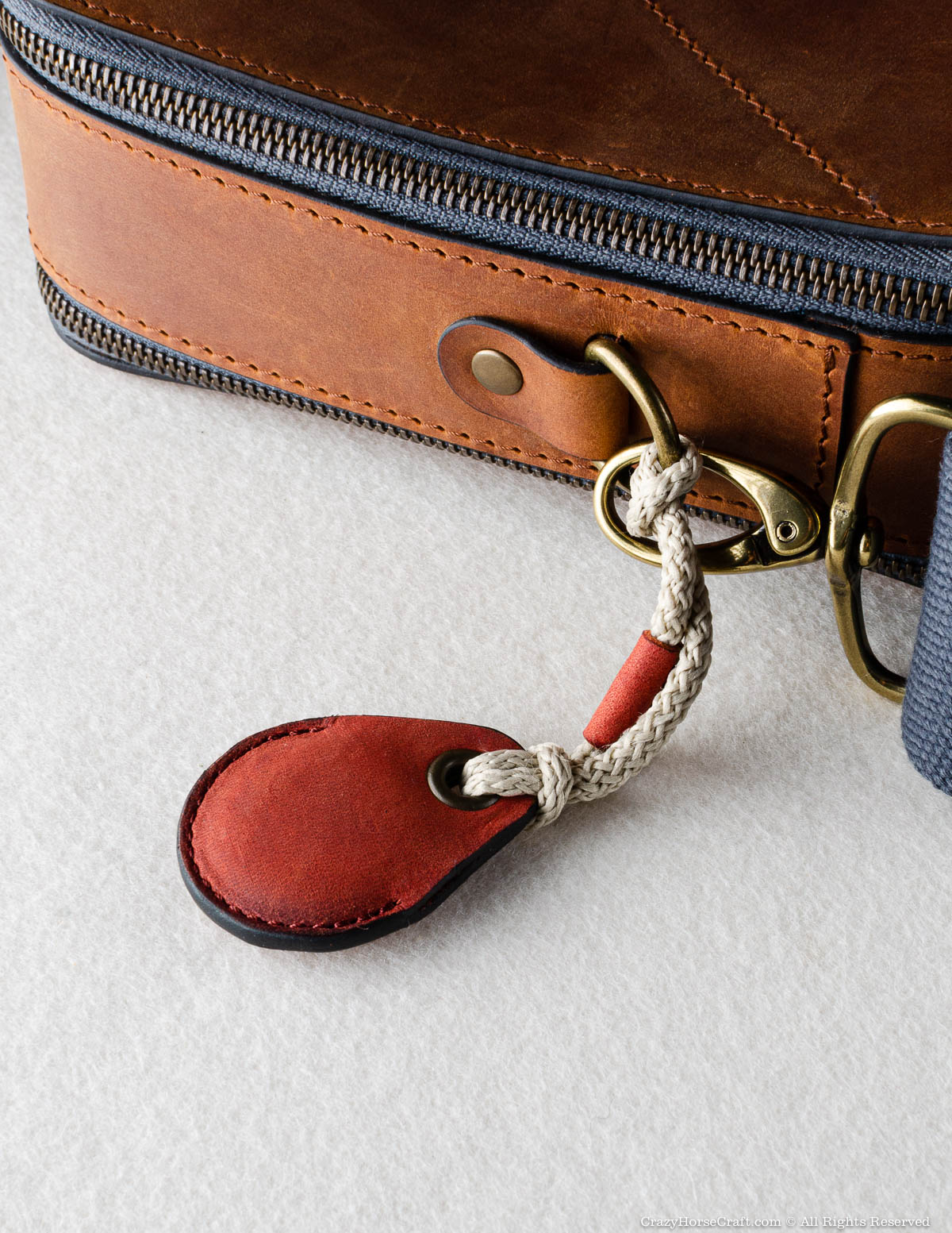 Veg-Tanned Leather AirTag Holder / Case / Key Tag | Fragola Red