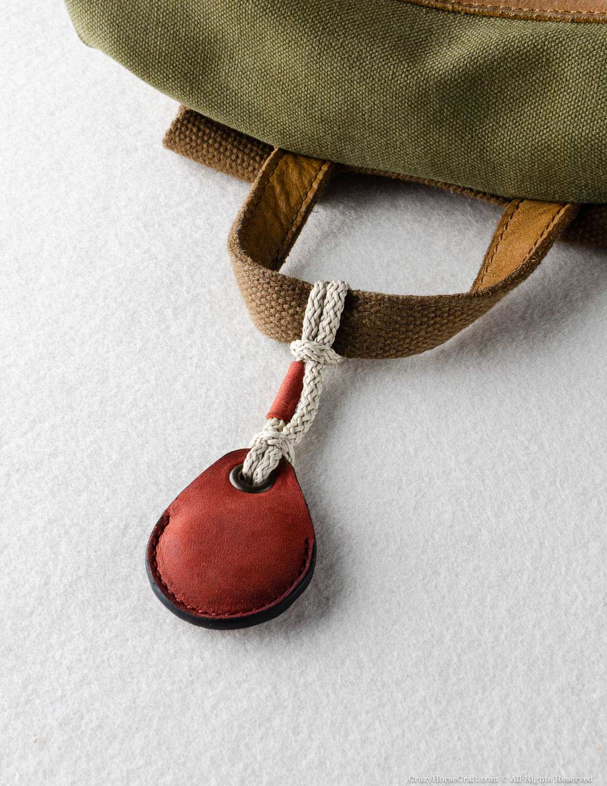 Veg-Tanned Leather AirTag Holder / Case / Key Tag | Fragola Red