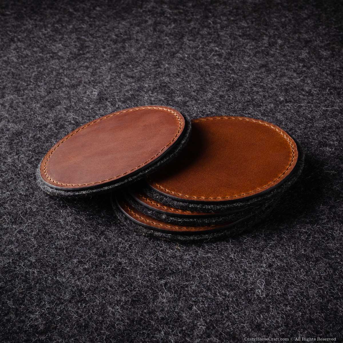 Veg-Tanned Leather Coasters 4pcs Set