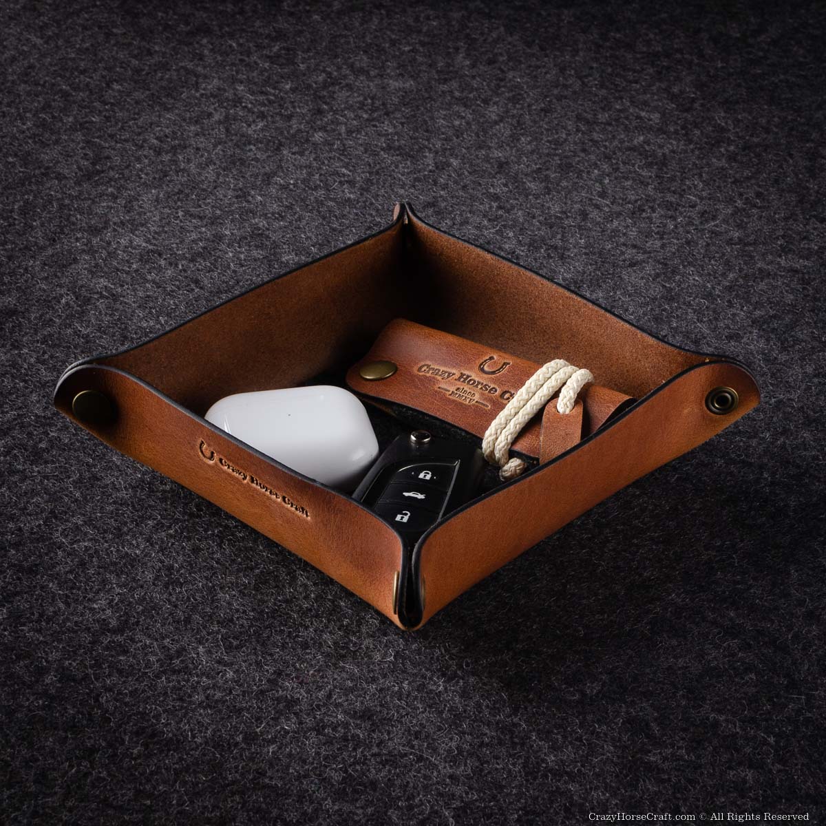 Veg-Tanned Leather Valet Tray / Desk Organizer