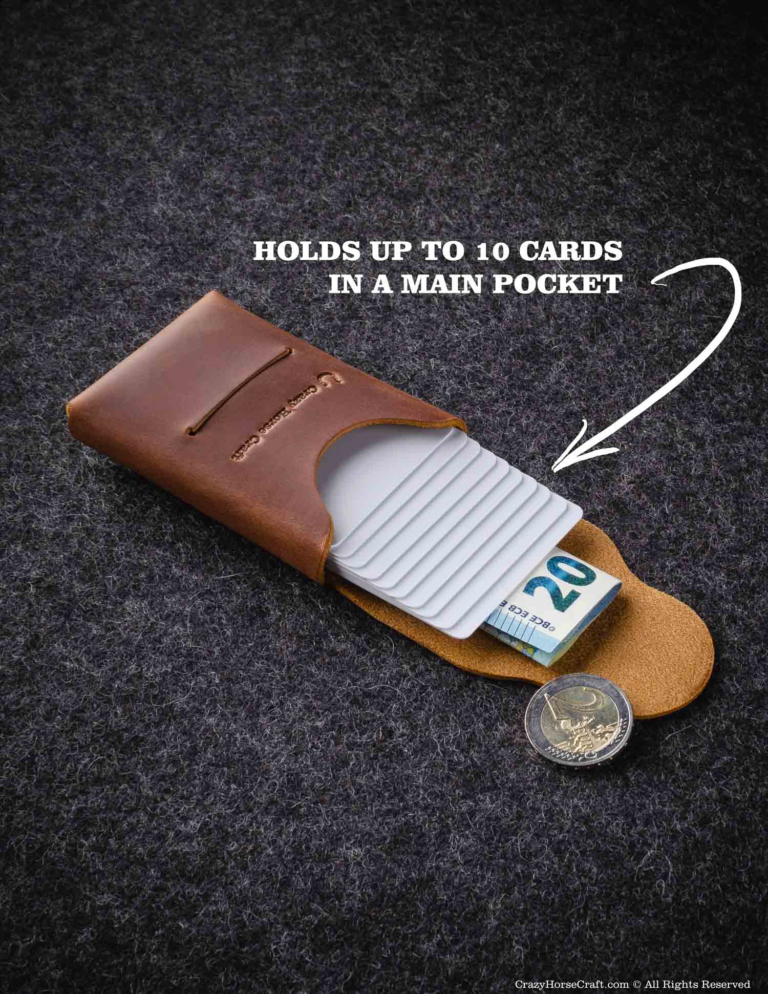 Set of Crazy Horse Leather Slim Card Holder and Key Holder