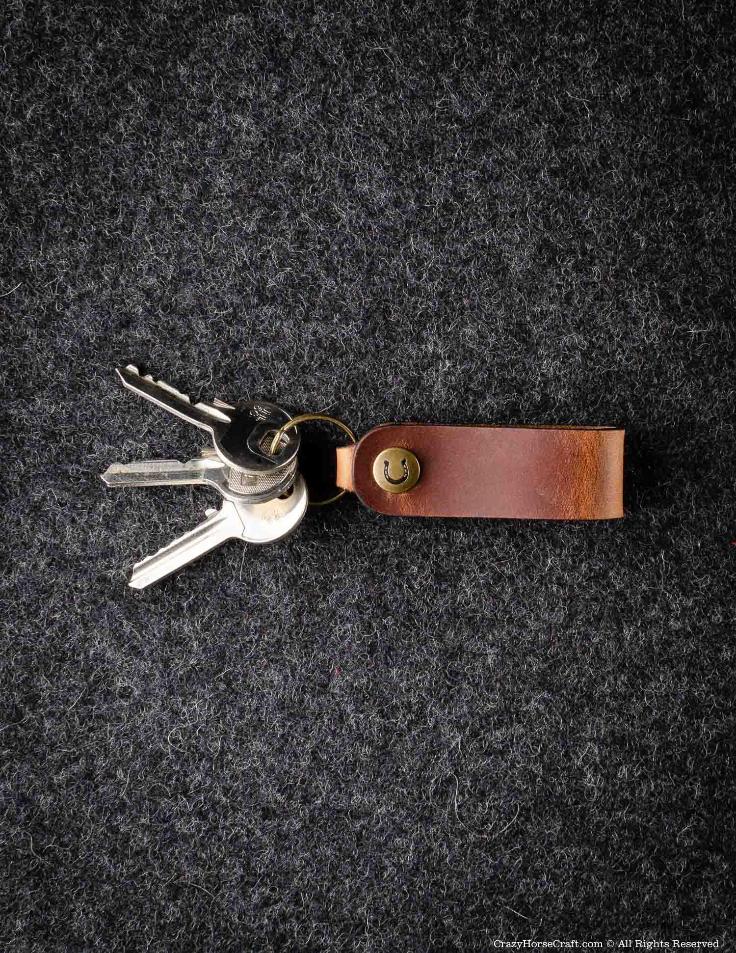 Set Of 3 Veg-Tanned Leather Key Fobs