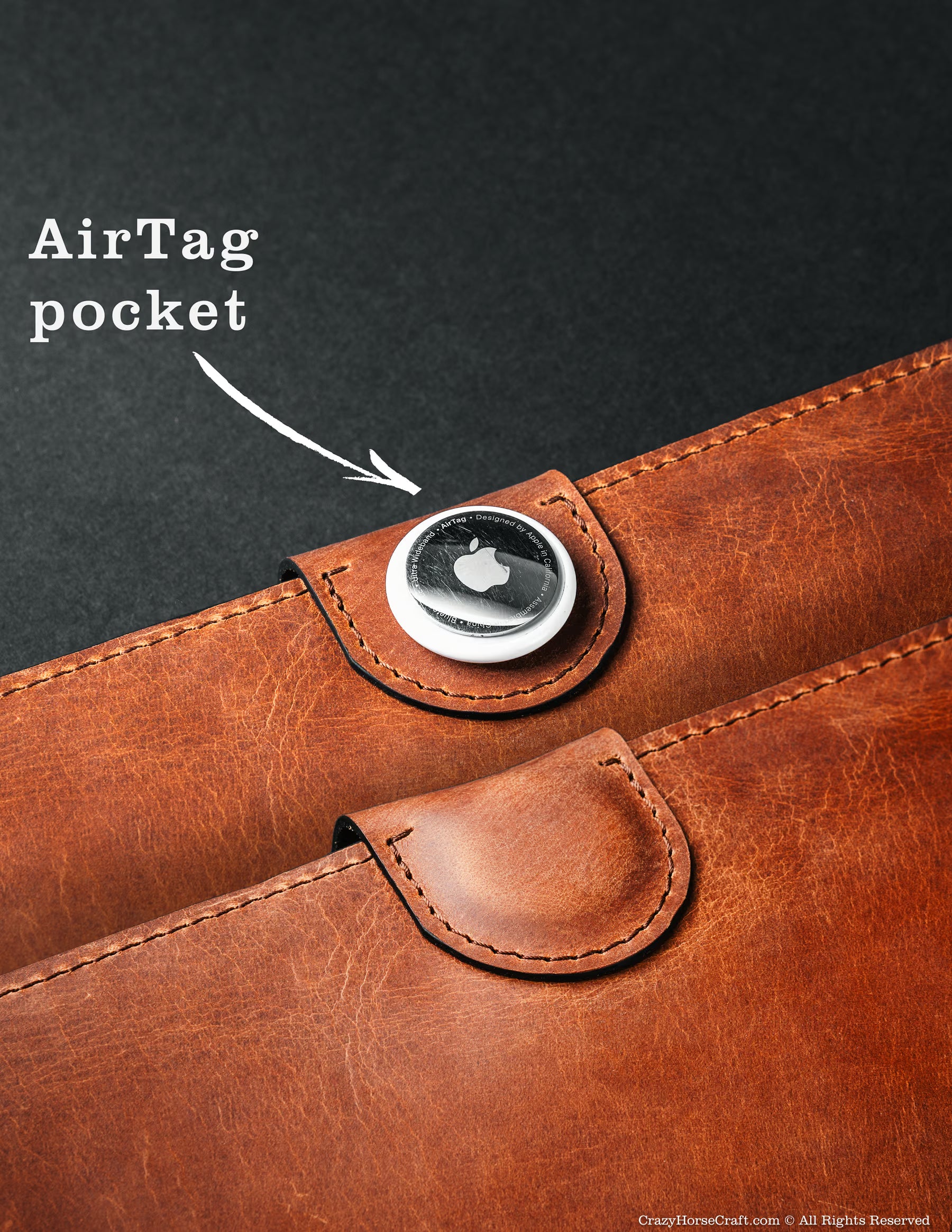 Leather MacBook Sleeve — Italian Vegetable-Tanned Leather | MacBook Air, Pro & Neo airtag pocket