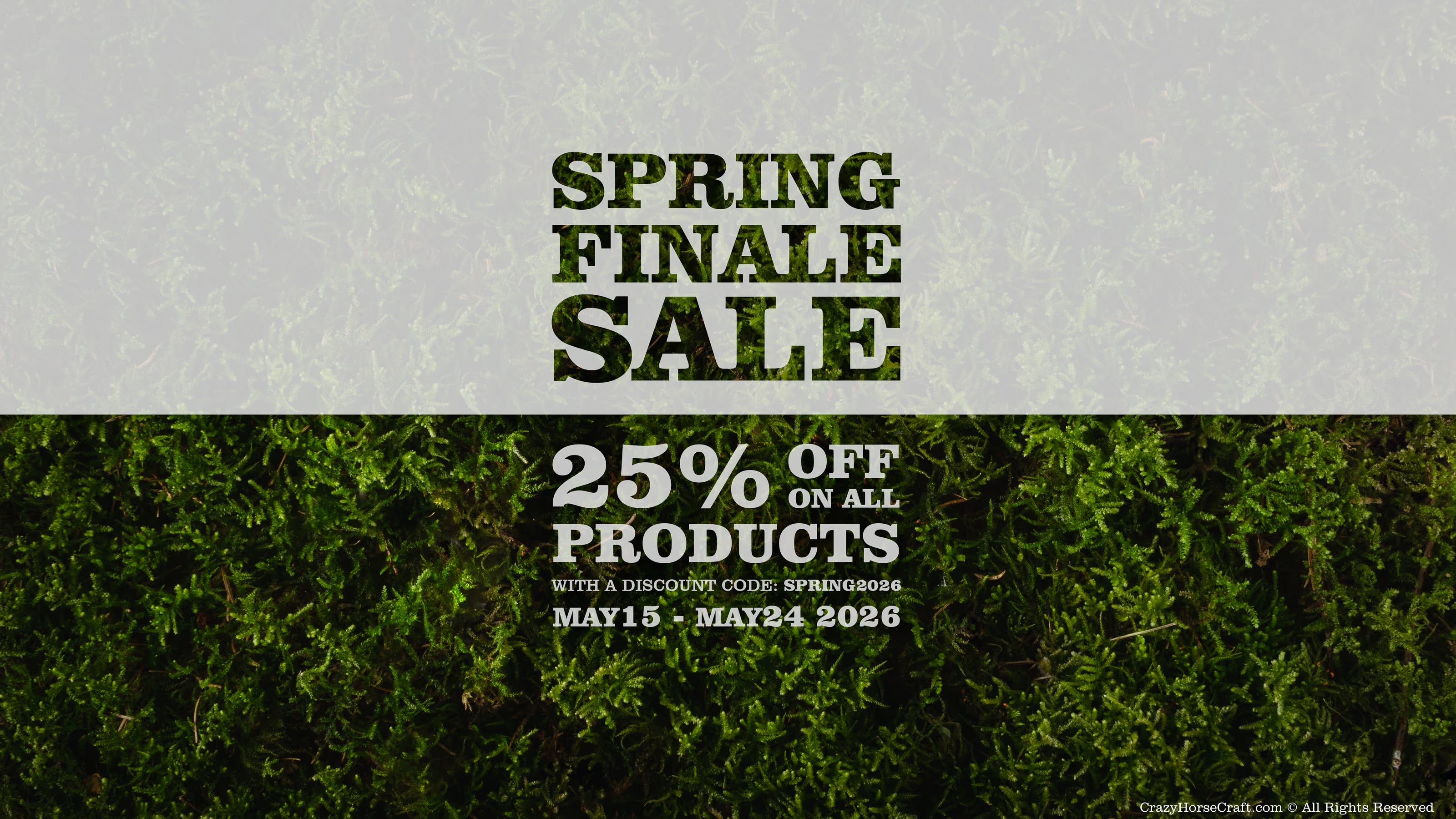 Spring finale sale advertisement with text on a green and gray gradient background