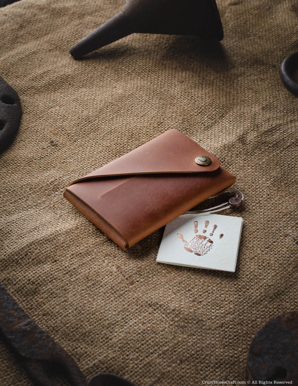 Handmade Leather Wallet - Mid Brown Single Size / 4 Initials