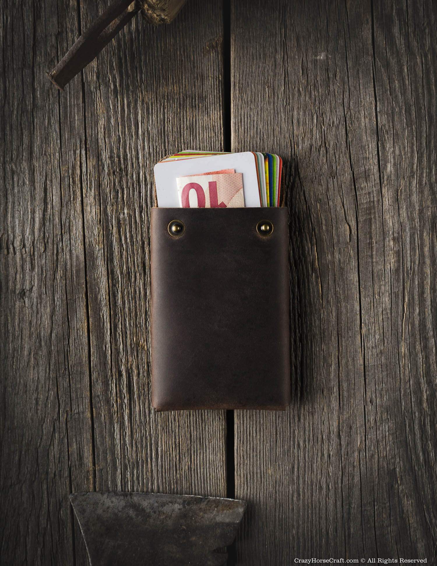 Minimalistic leather wallet/card holder | Wood Brown