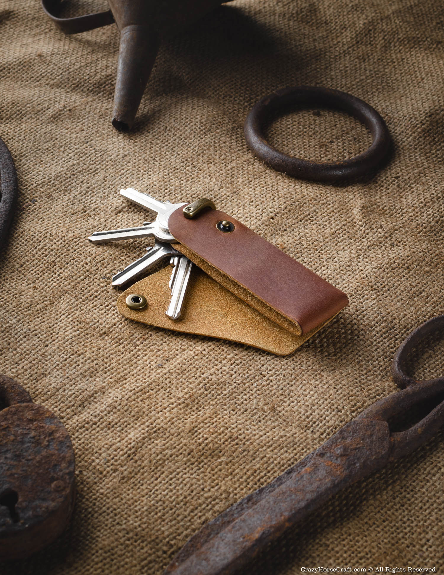 Leather Key Organiser, Holder  Classic Brown Crazy Horse Leather