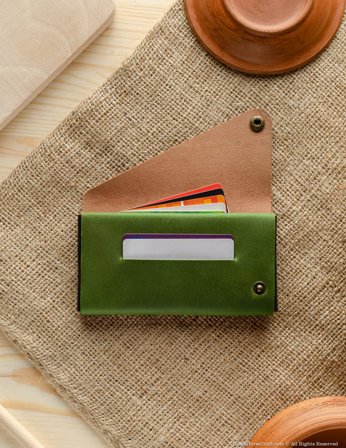 Minimalist Leather Wallet / Phone Case | Alpine Green