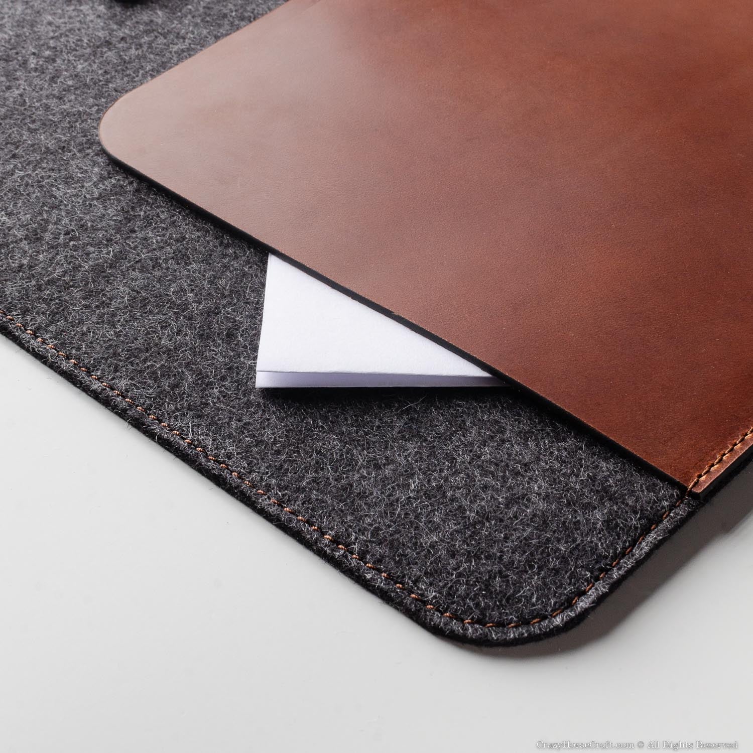 100% Wool Felt and Veg-Tanned Leather Desk Mat