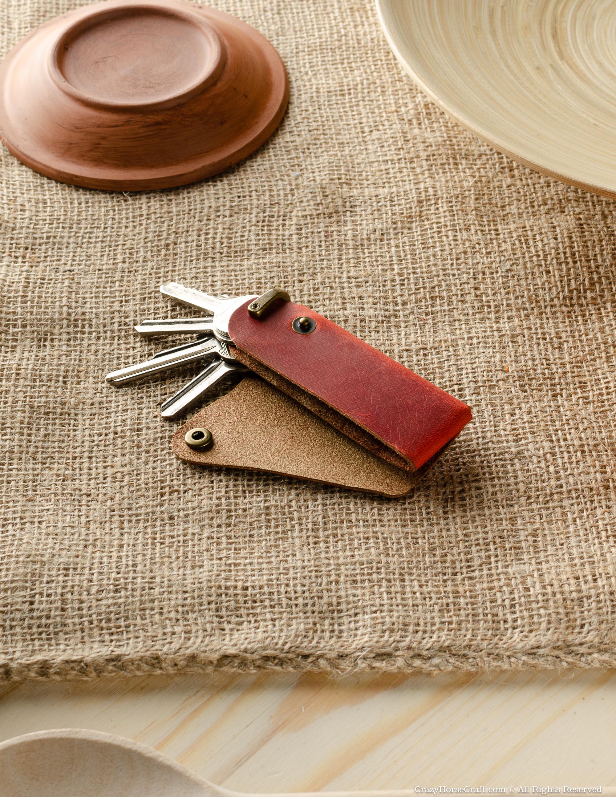 Minimalist Leather Key Organiser/Holder | Fragola Red
