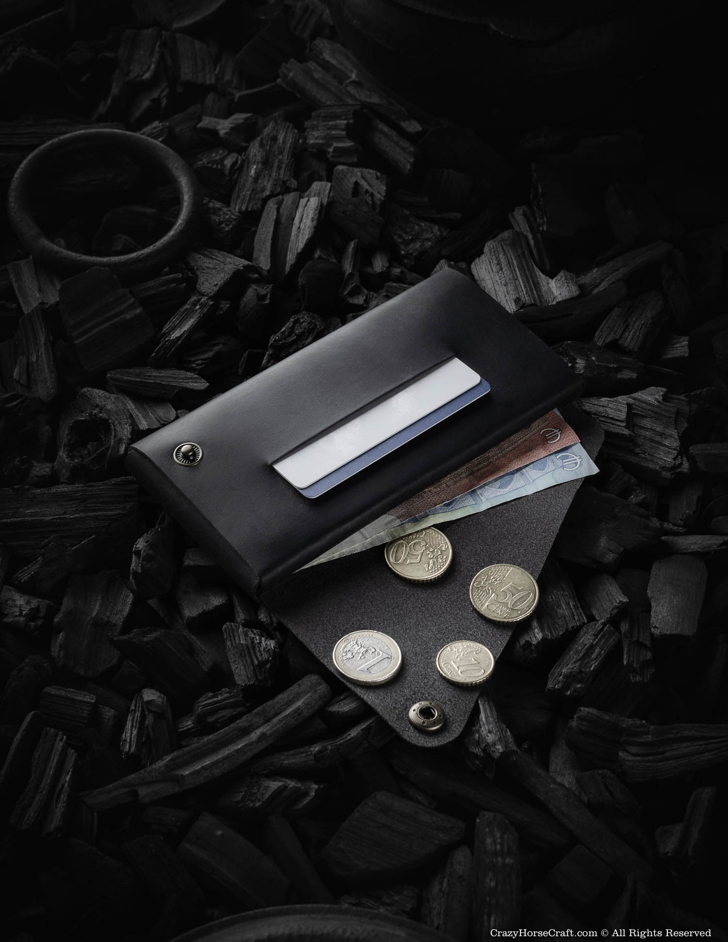 Minimalist Leather Wallet / Phone Case | Carbon Black