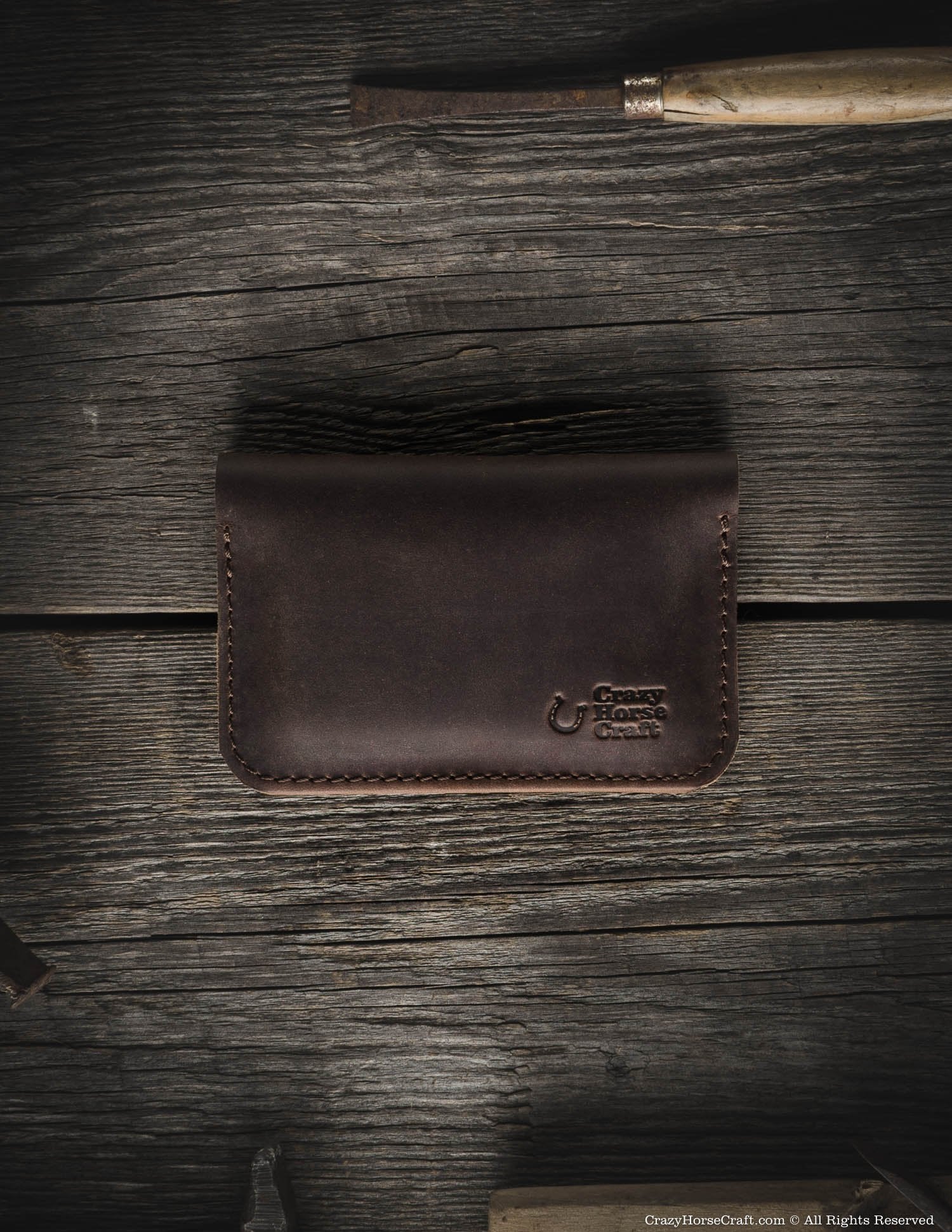 Vegetable tanned Leather Wallet & Credit Card Holder | wood Brown
