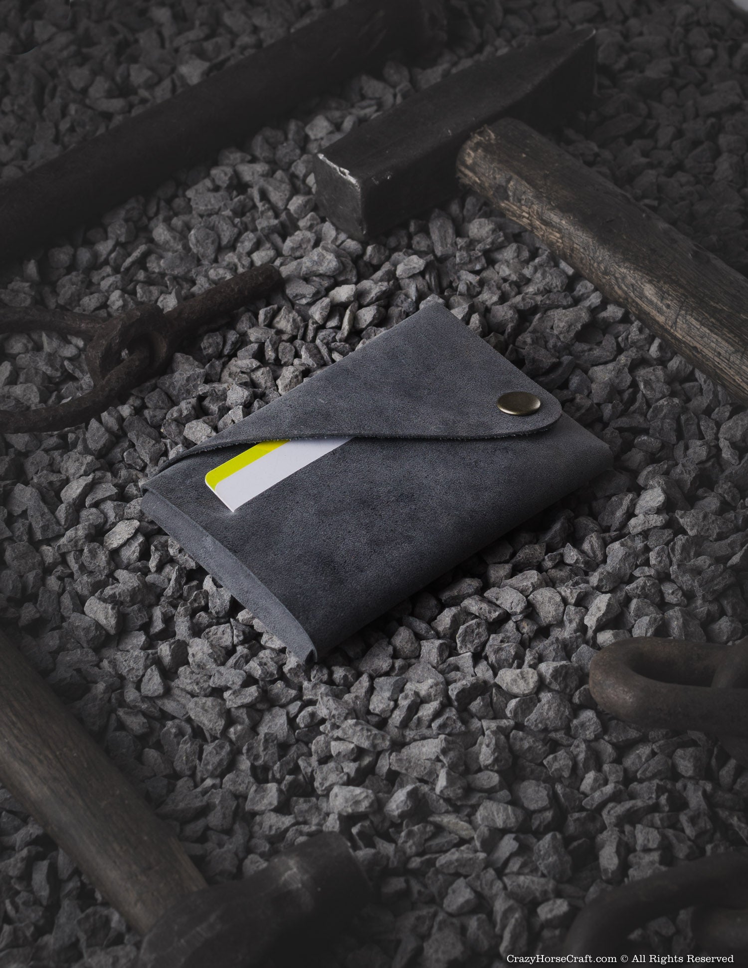 Minimalistic leather wallet/card holder | Stone Grey