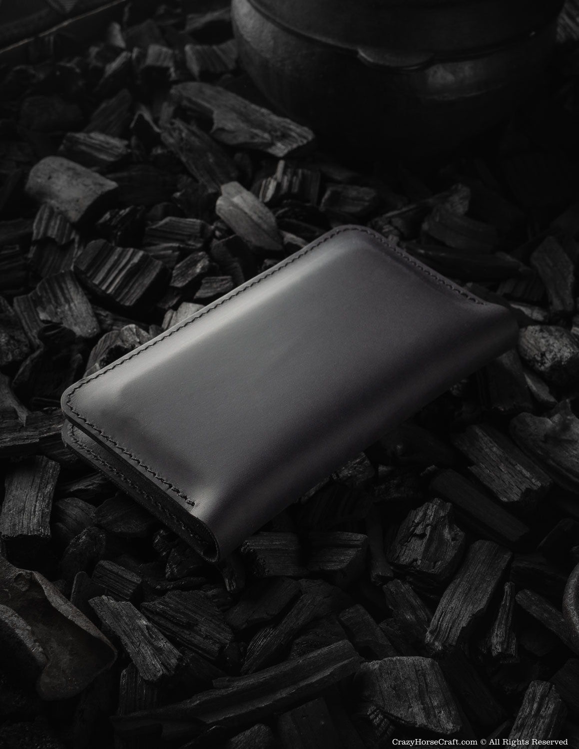 Leather wallet / case for two phones | Carbon Black