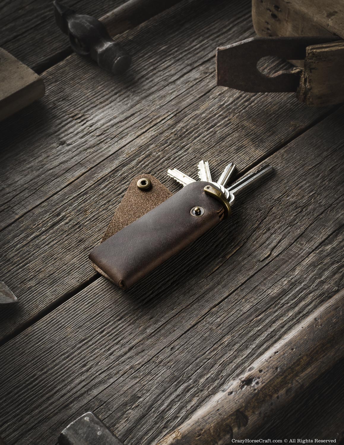 Minimalist Leather Key Organiser/Holder | Wood Brown