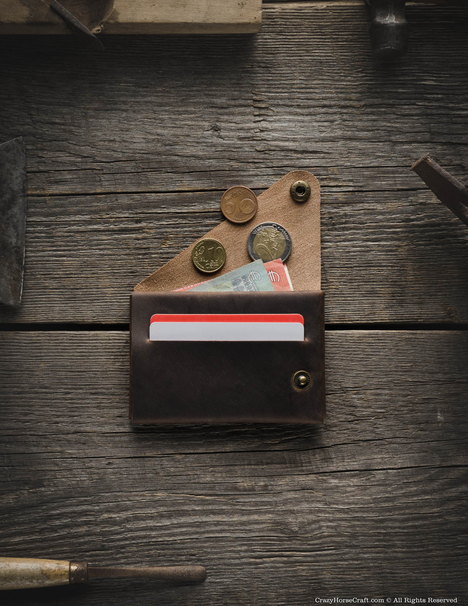 Minimalistic leather wallet/card holder | Wood Brown