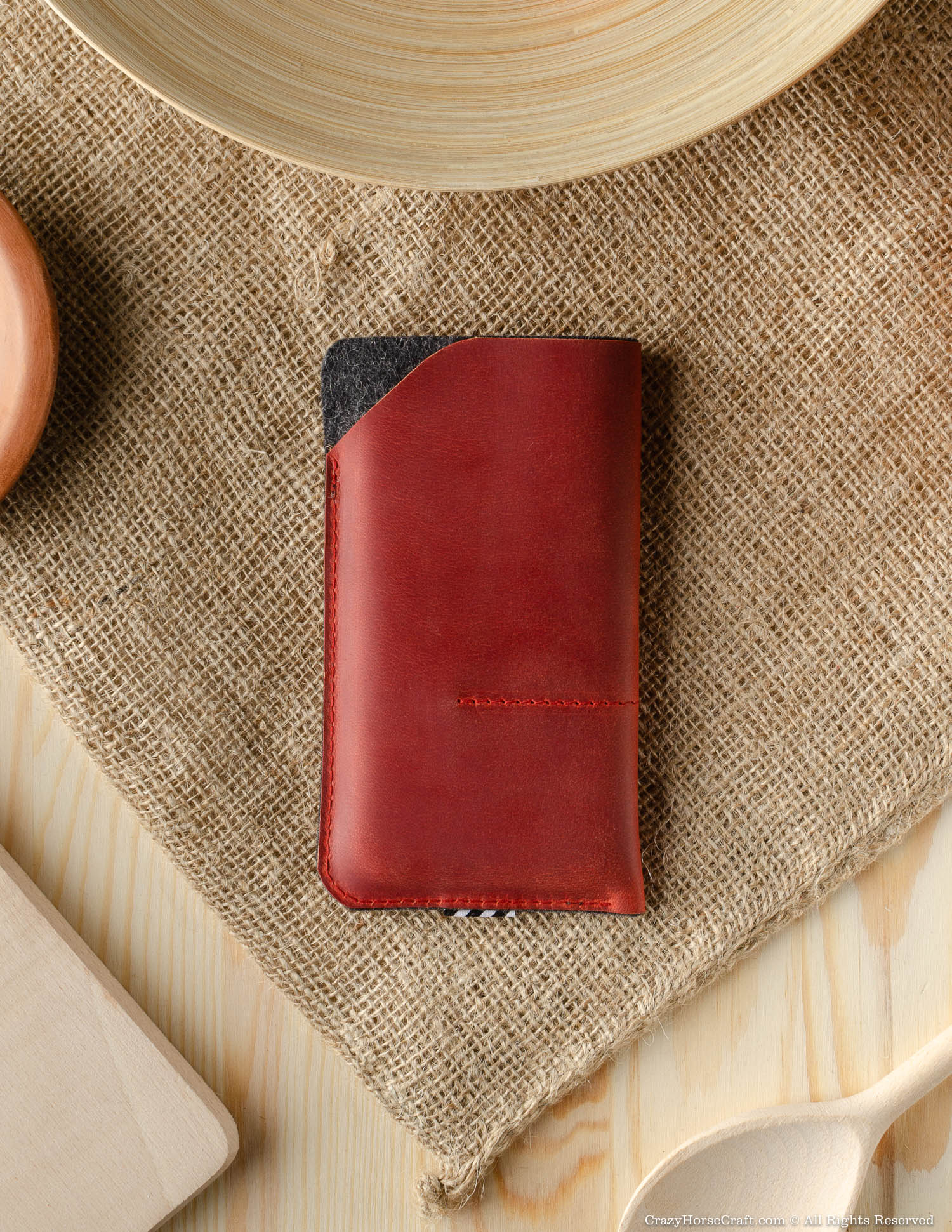 Leather Phone Case / Wallet with Card Pockets | Fragola Red