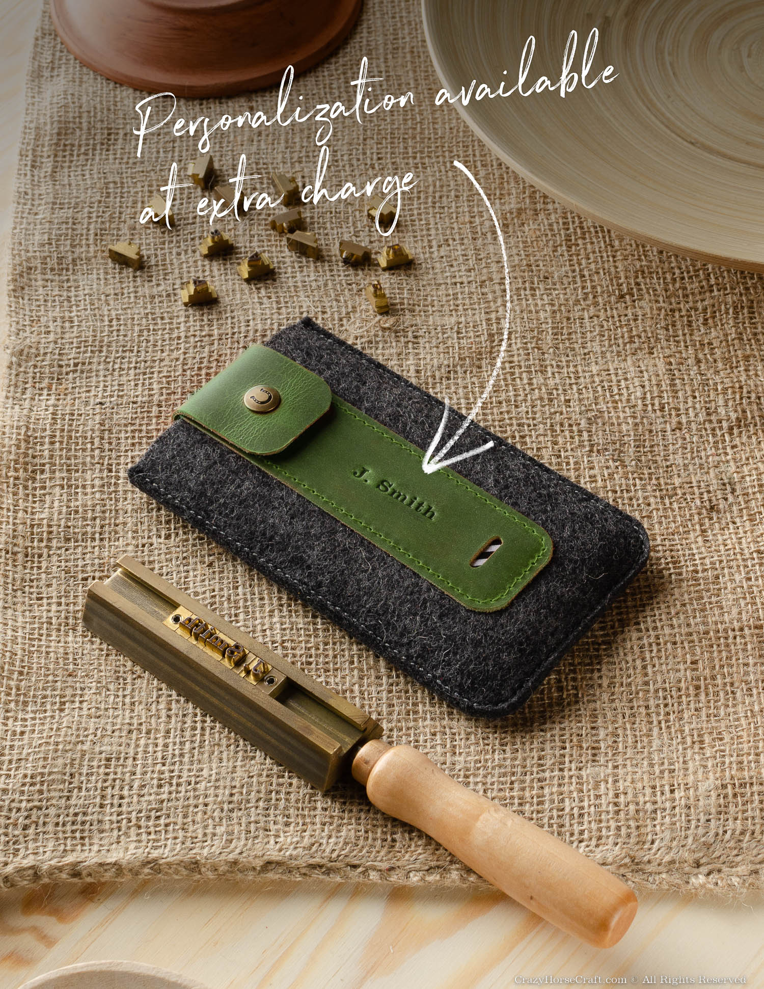 wool felt iphone sleeve case alpine green