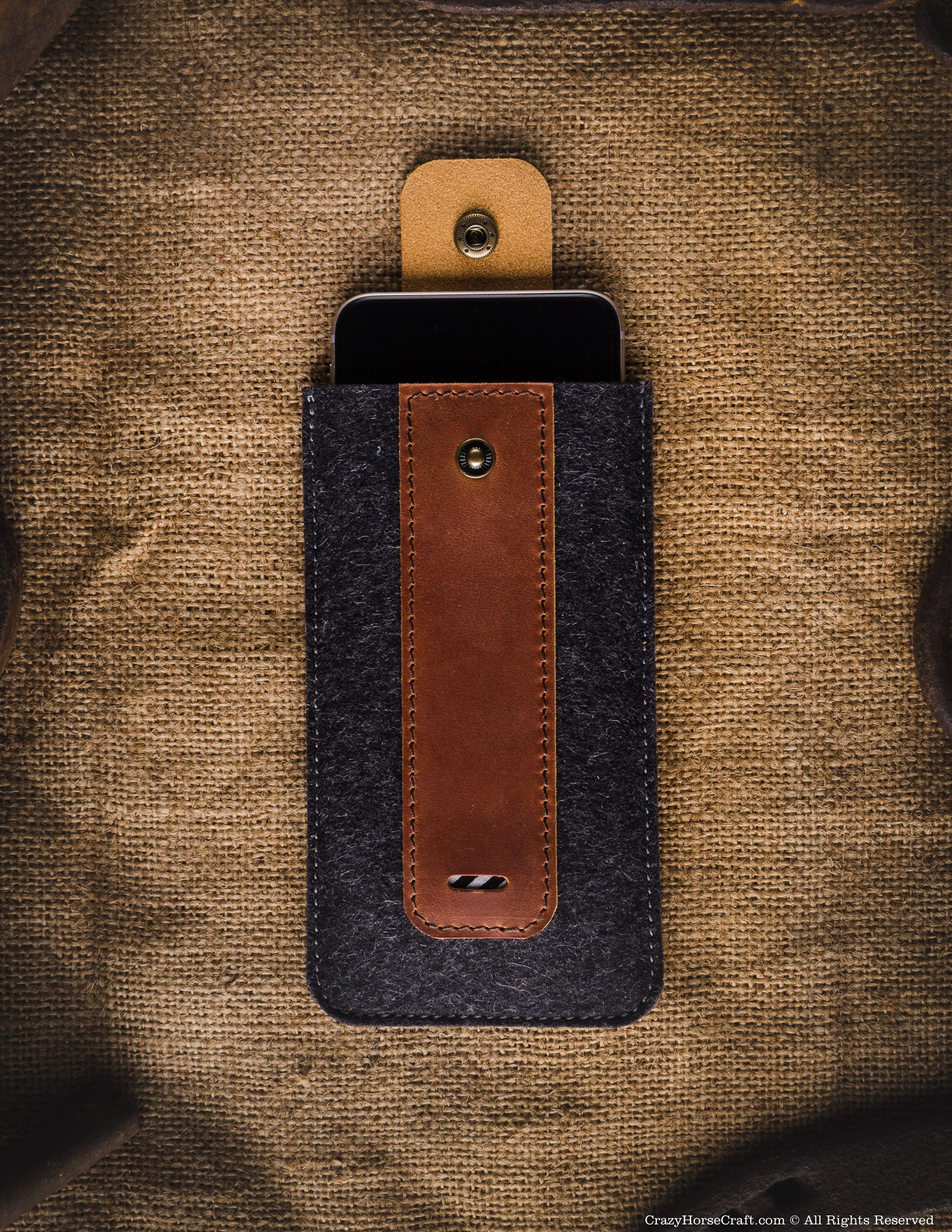 Wool Felt Phone Sleeve / Case | Classic Brown