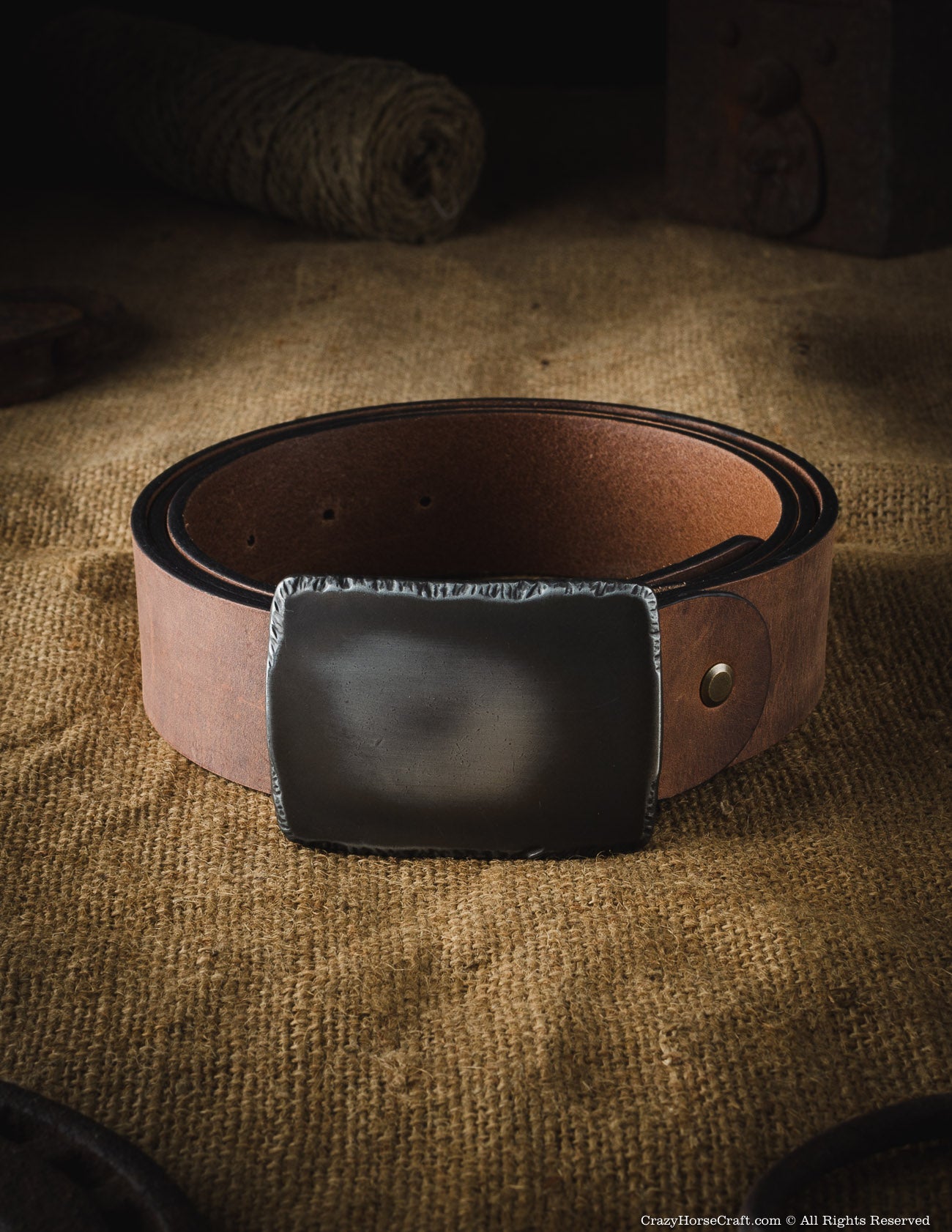 Leather Belt-Standard Natural vegetable-tanned leather belt, 1 1/2