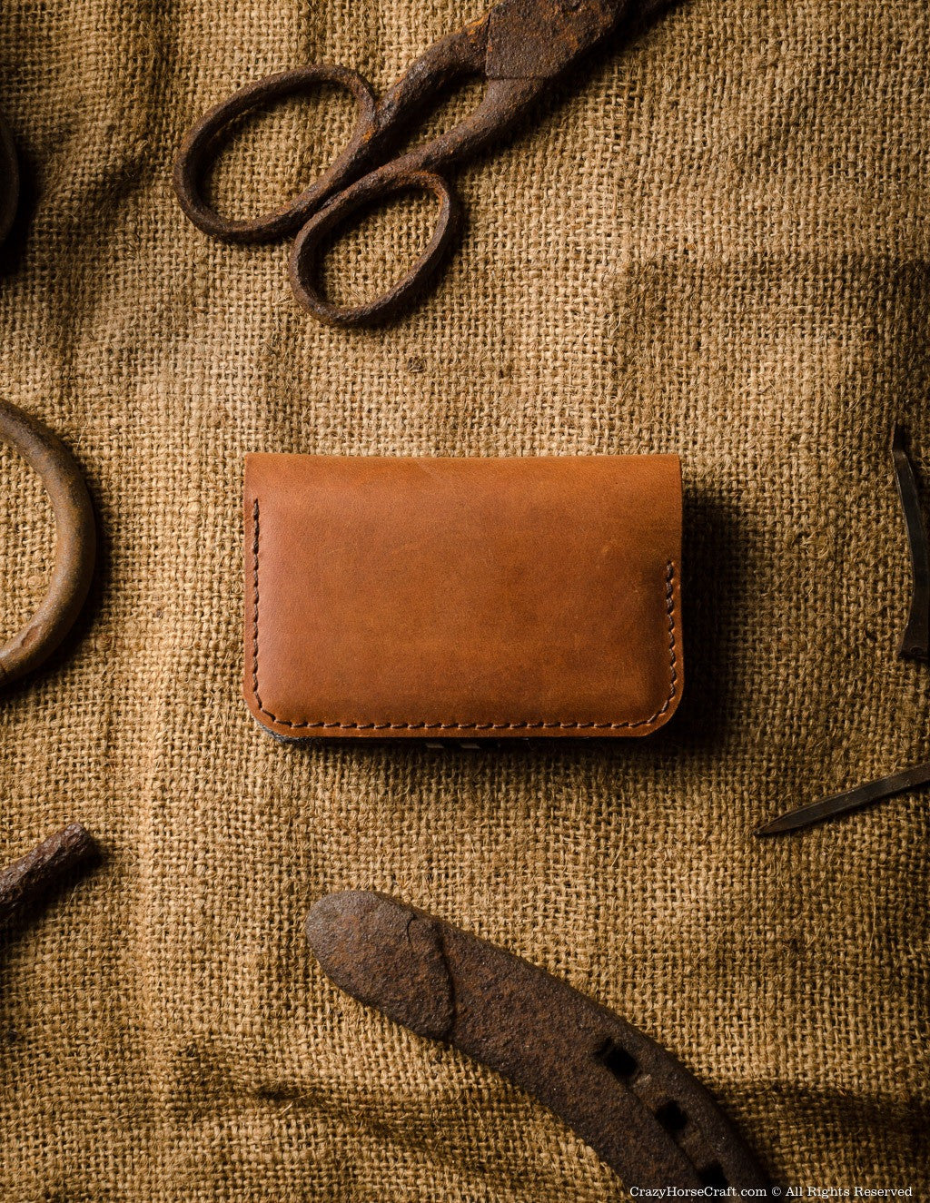 Business & credit card holder orange leather back