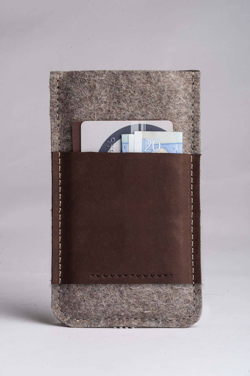 Leather iPhone Case With Card Pocket | Wood Brown back