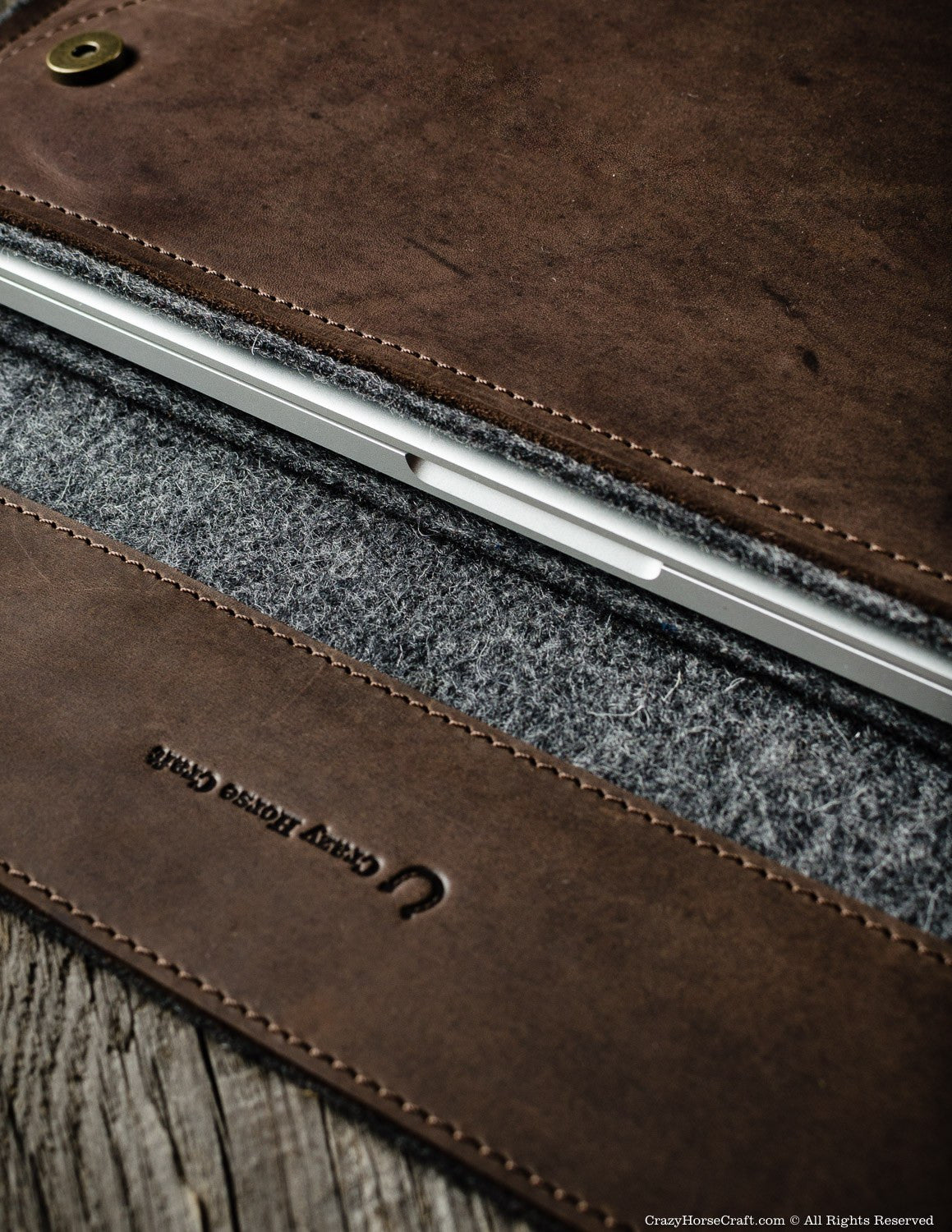 Leather MacBook Pro Case wool felt inside