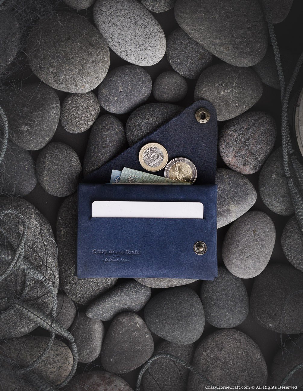 Minimalistic blue leather wallet/cardholder