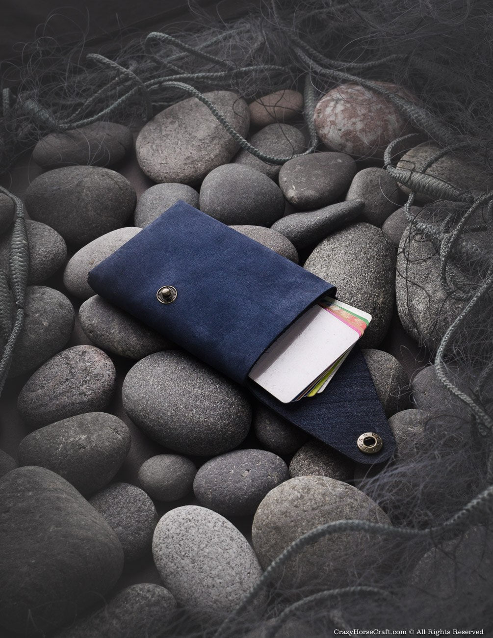 Nubuck leather blue wallet/cardholder
