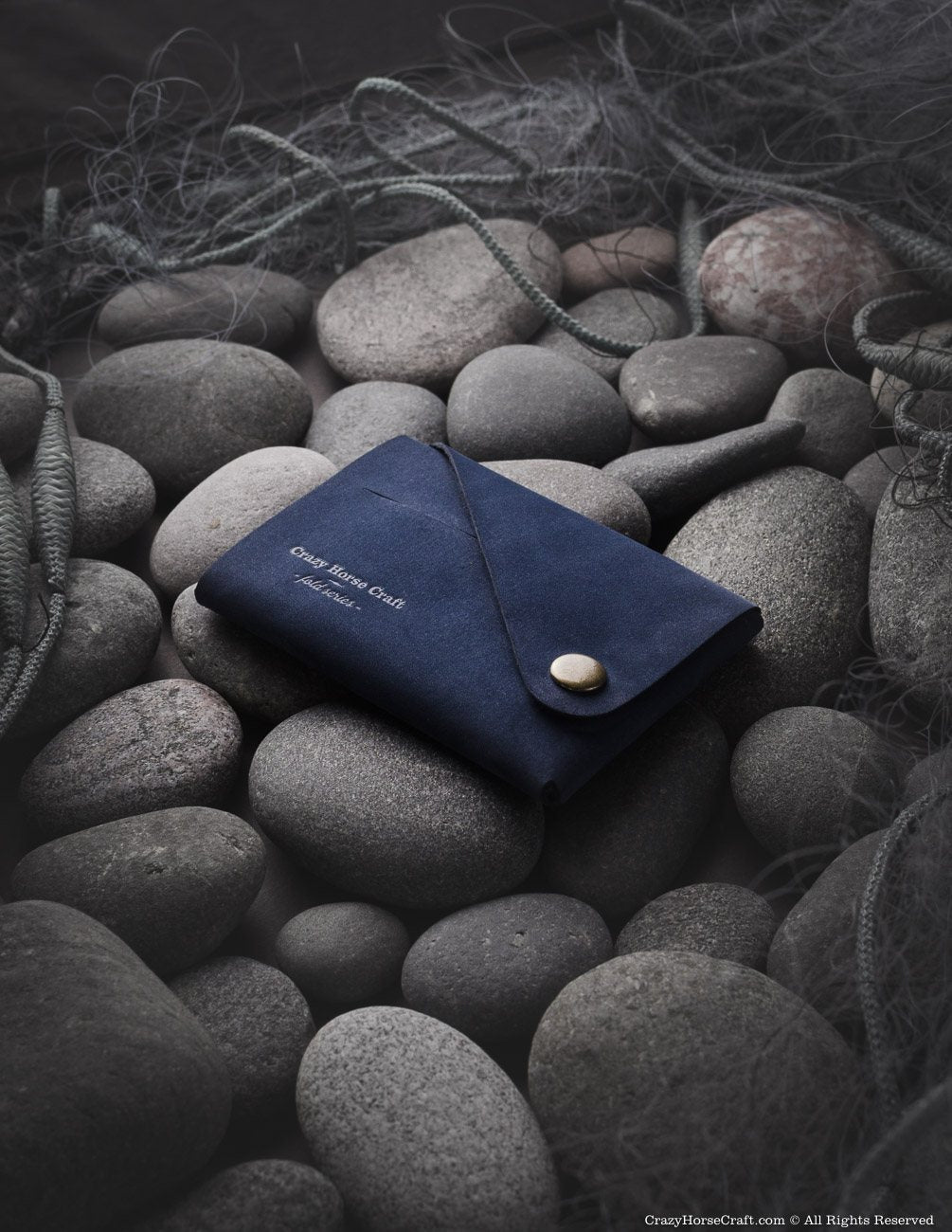 Minimalistic blue nubuck leather wallet/card holder