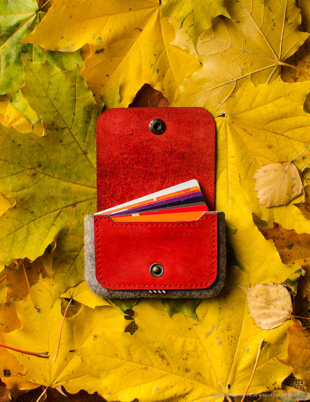Wool Felt Cardholder & Coin Purse | Autumn Red