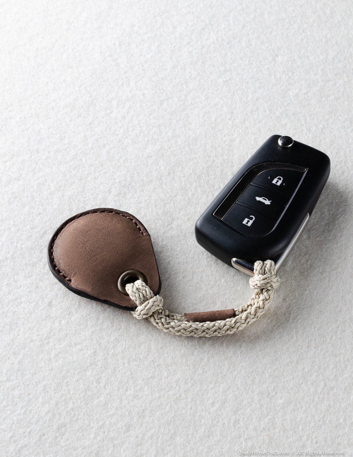 Veg-Tanned Leather AirTag Holder / Case / Key Tag | Wood Brown