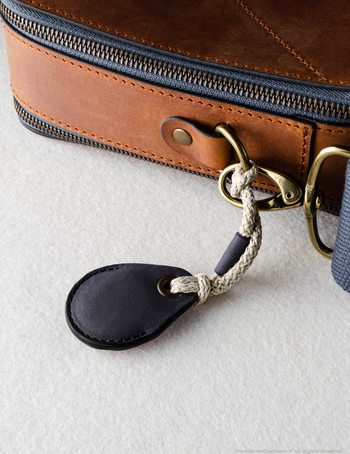 Veg-Tanned Leather AirTag Holder / Case / Key Tag | Carbon Black