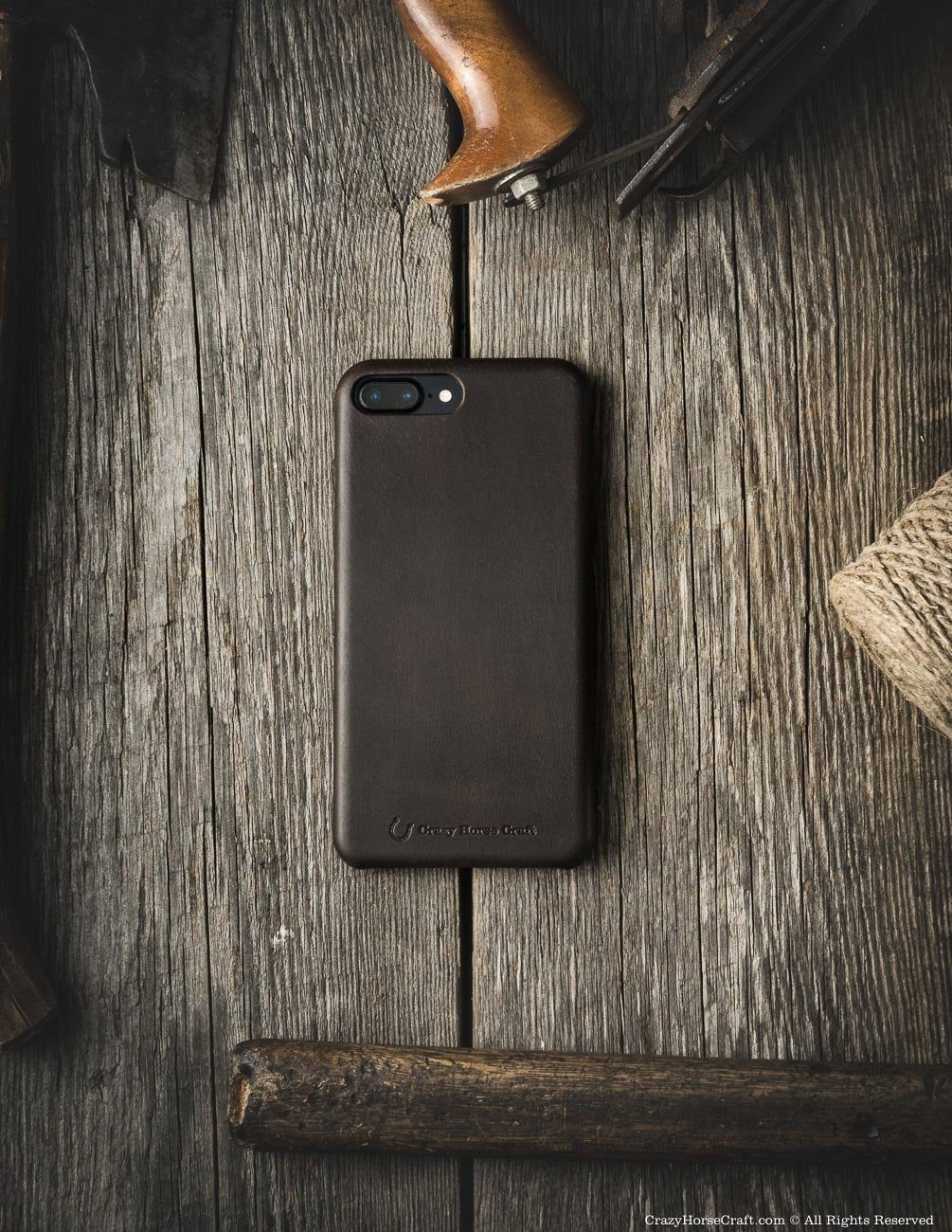 iPhone 7 plus leather case brown distressed  back