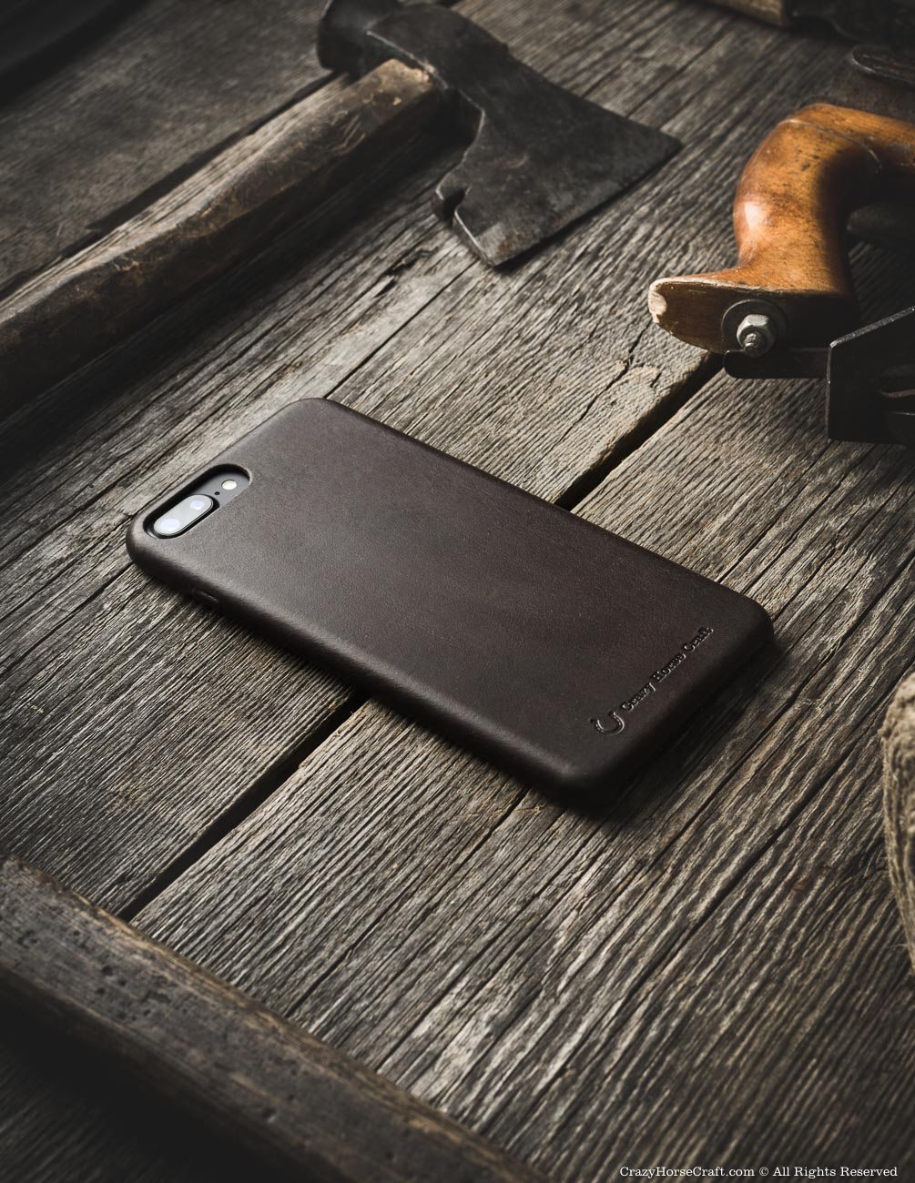 iPhone 8 plus leather case brown distressed side