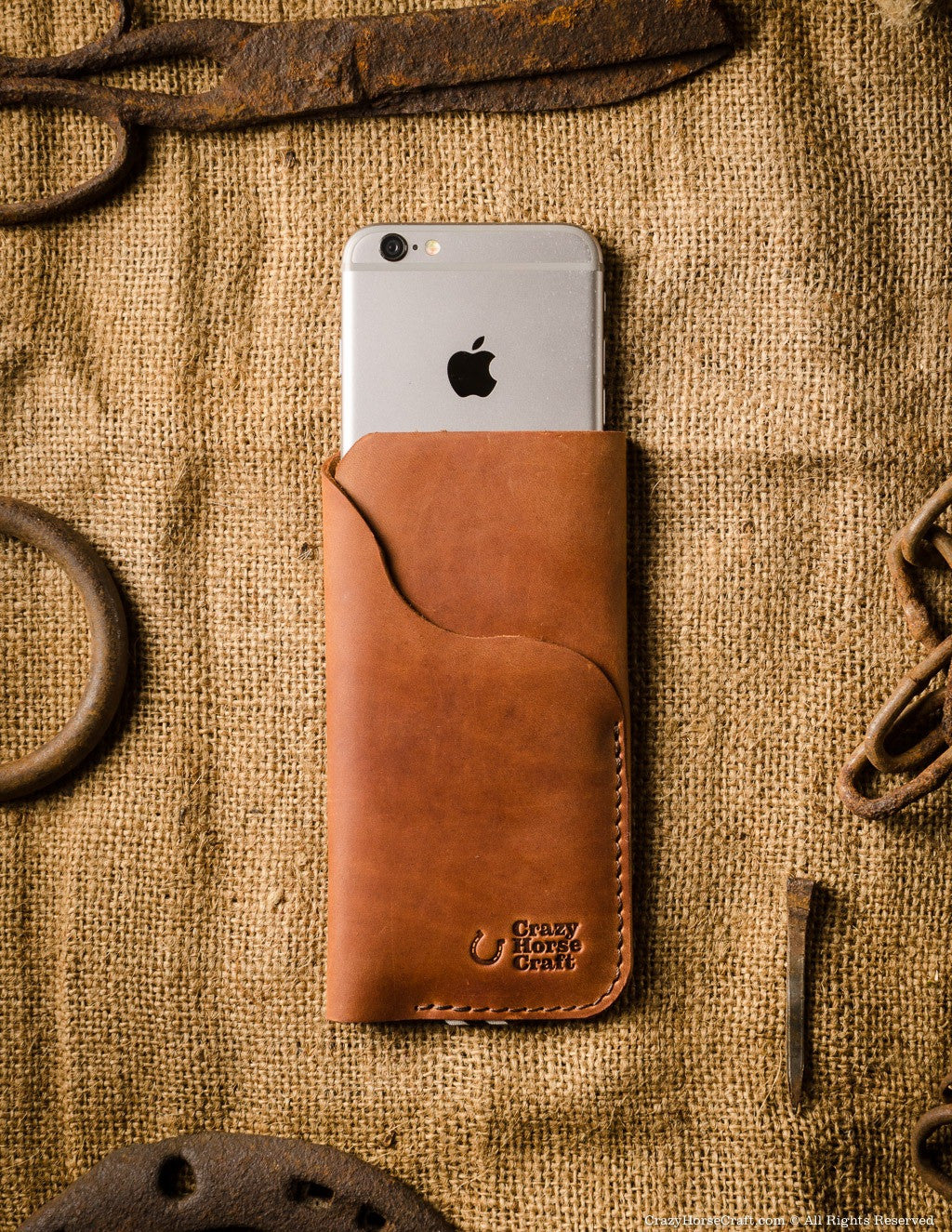 iPhone Xs, iPhone Xs Max case, iPhone Xr sleeve, cool iPhone Xs, iPhone 7 Leather Cover wallet with card holder, Classic Orange, front