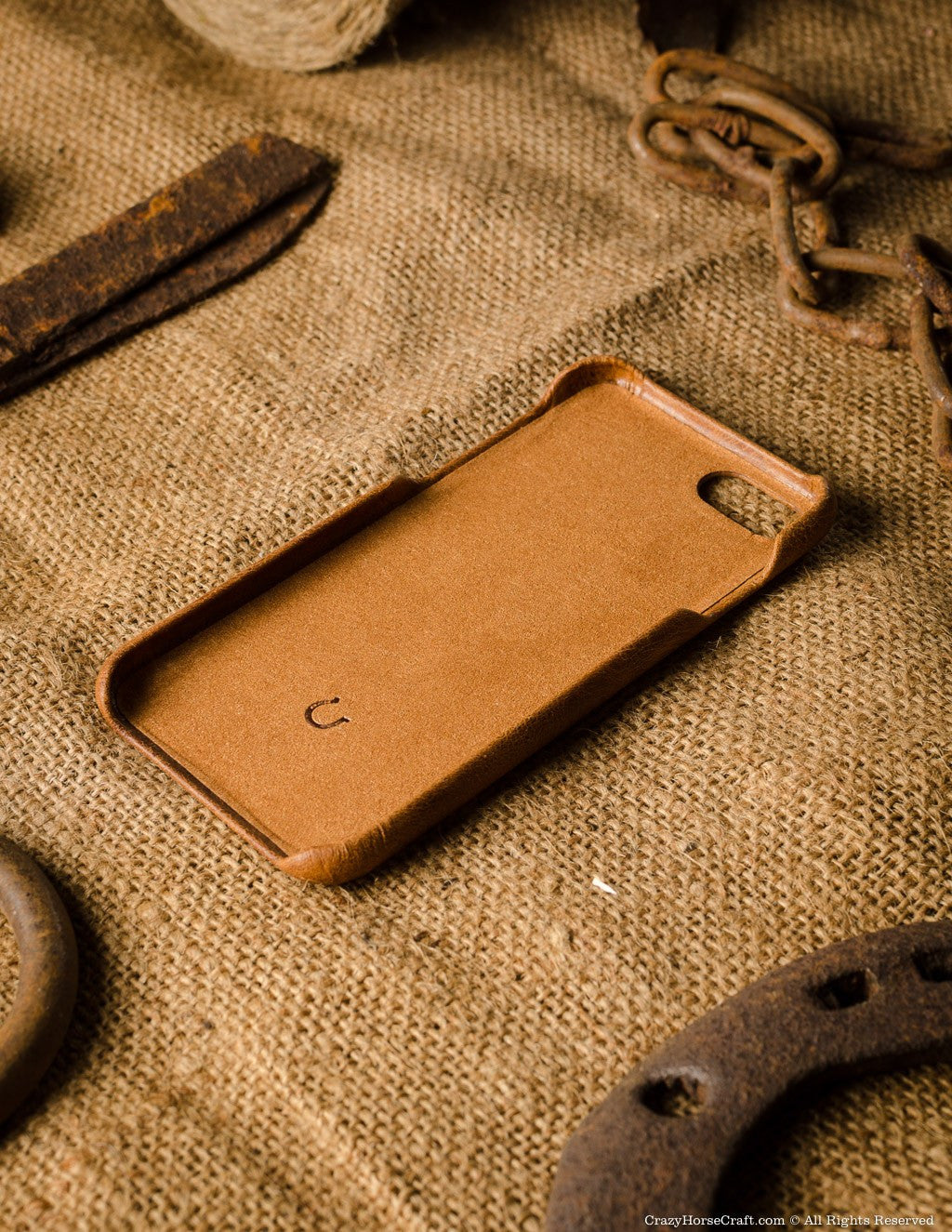 iPhone 8 Leather Cover, Hard Case, Classic Orange, inside