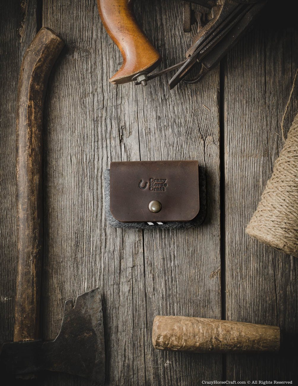 Leather minimalistic card holder, wallet, brown