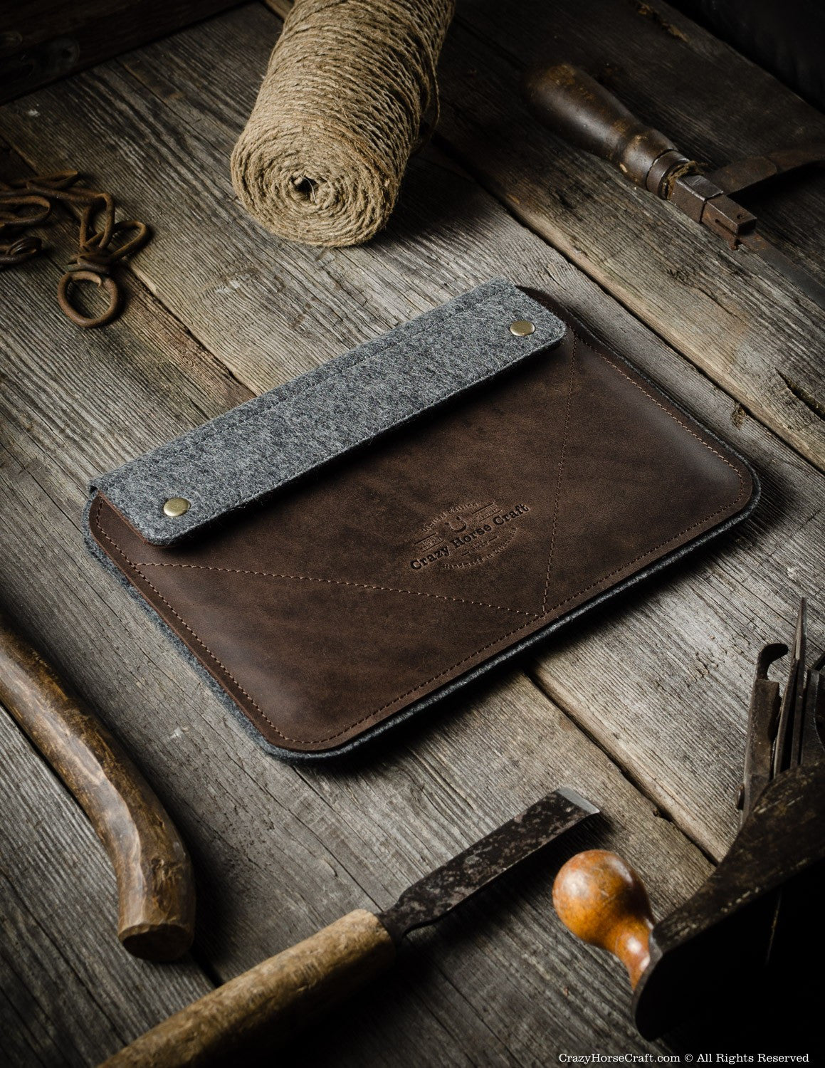 Leather iPad Pro Air Case and Stand Brown side